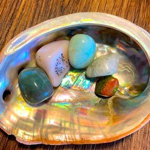 FLASHY, pretty abalone shell & “Elements” stones!